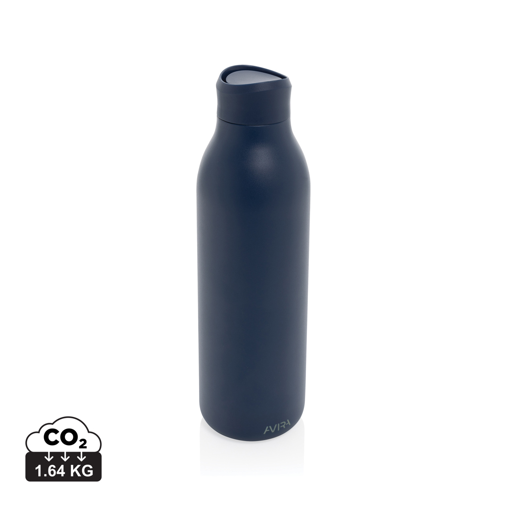 Bouteille promotionnelle 600ml en acier recyclé RCS Avira Alok Bleu marine